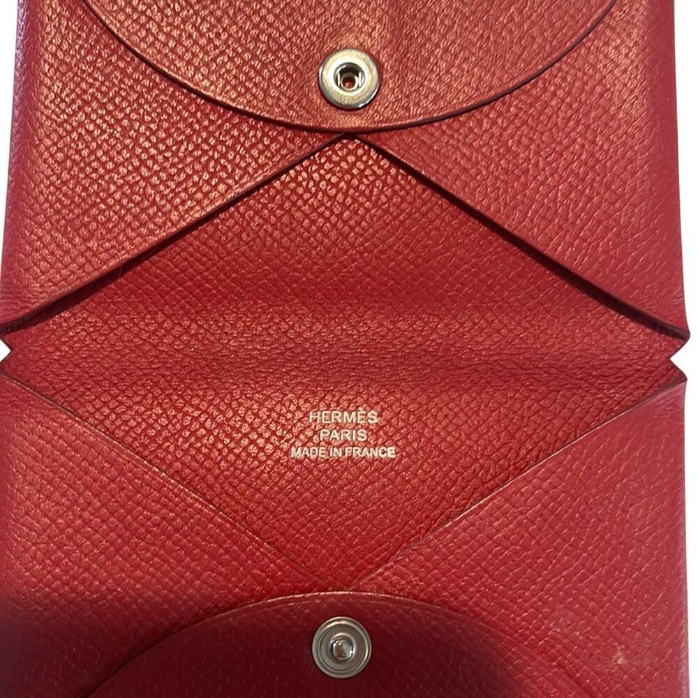 Hermes Red Leather Luxury Card Holder - Picture 4 of 4